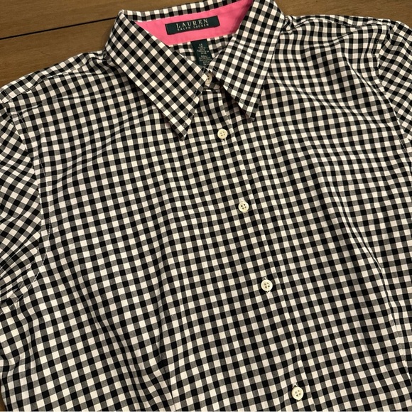 Lauren Ralph Lauren Womens Size 12 Gingham Flip Cuff Peplum Button-Up Shirt - Picture 2 of 14